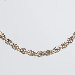 24" Tiffany & Co. 925 Silver & 18k Yellow Gold Twisted Rope Chain